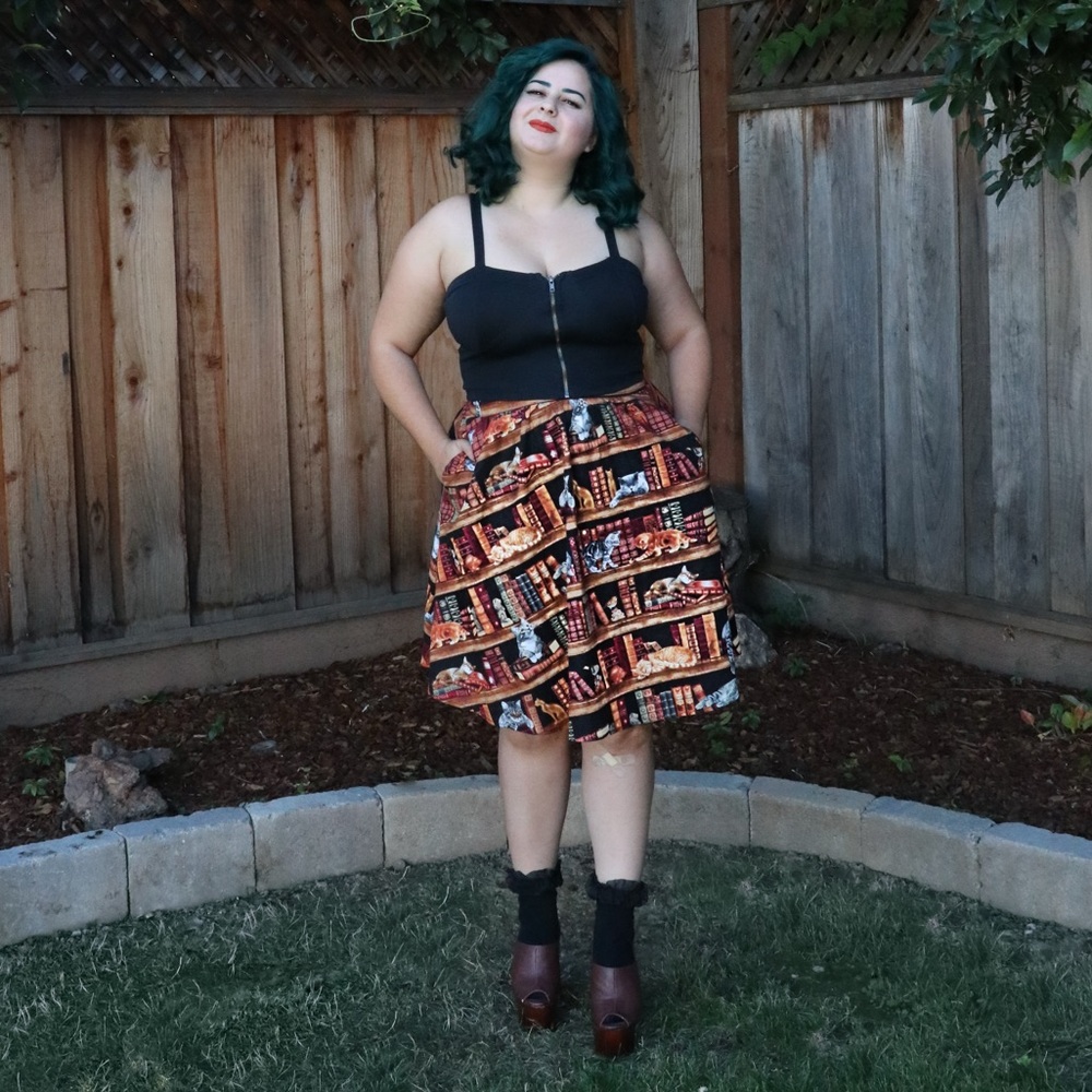 Retroliscious cat book skirt